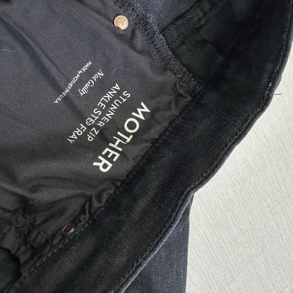 Mother Stunner Zip Ankle Step Fray Jeans Size 31 Black USA Not Guilty Wash - Picture 10 of 13